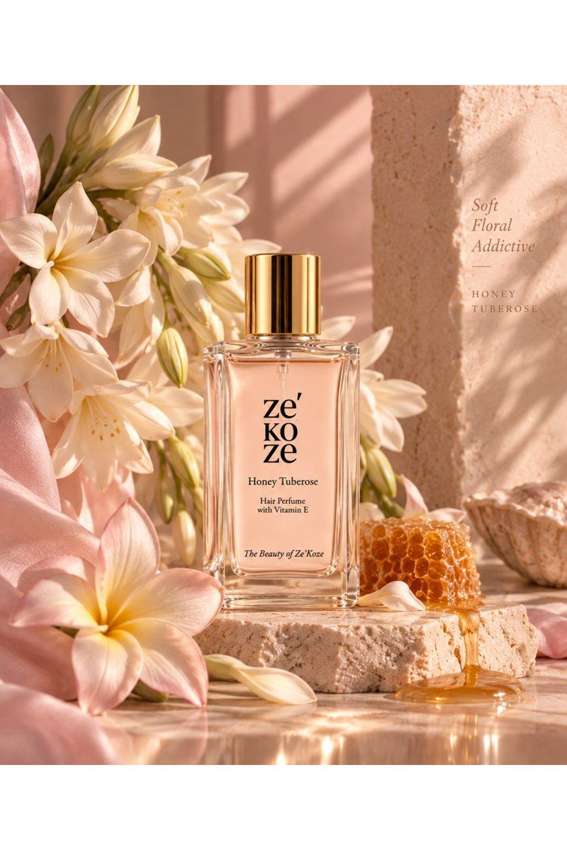 Çiçekler ve bal peteği arasında Honey Tuberose şişesi