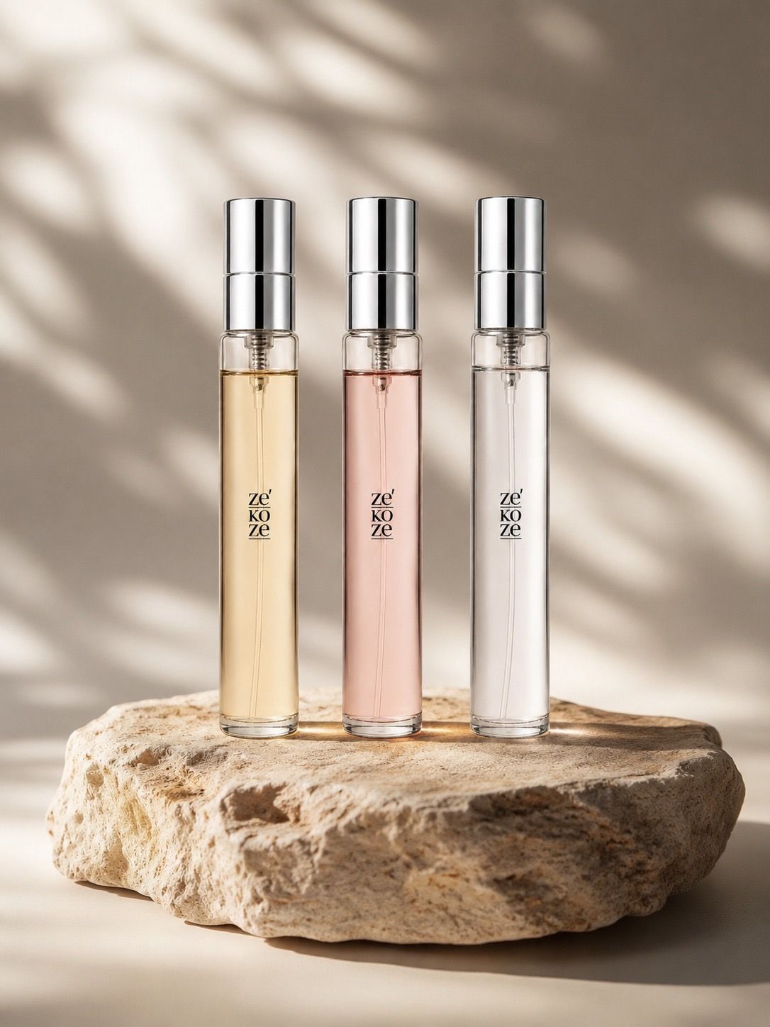 Taş üzerinde üç adet 10 ml saç parfümü: Discovery Trio